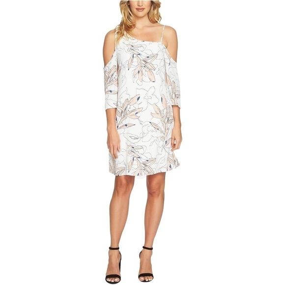 1. State Printed One- Shoulder Cocktail Dress.  Super bloom. Boho cold shoulder - Picture 2 of 13